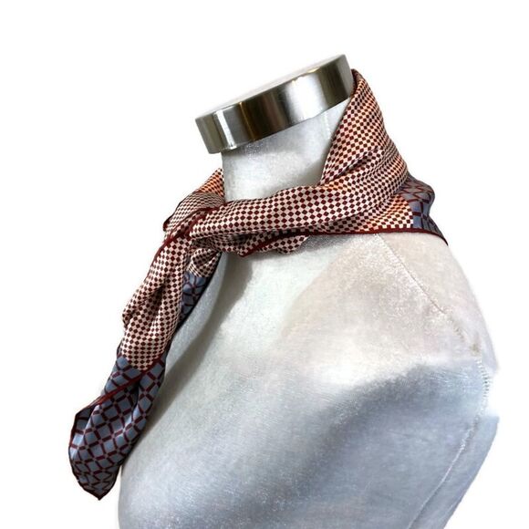 Square Daniel La Foret Brand Silk Scarf Geometric Print 26”x26” - Picture 9 of 14